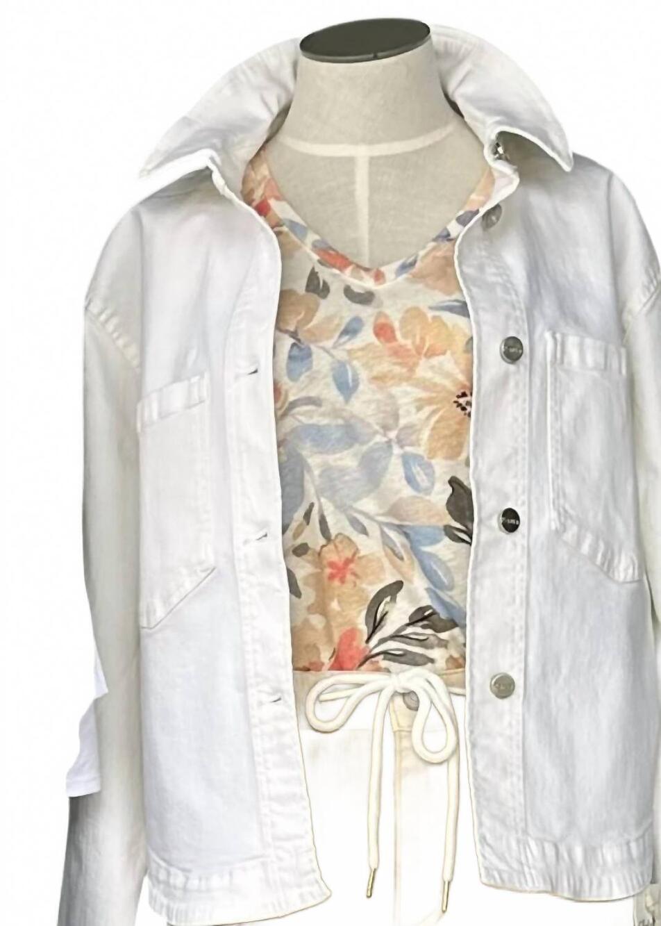 NEW RENUAR women's creme twill woven jacket in white